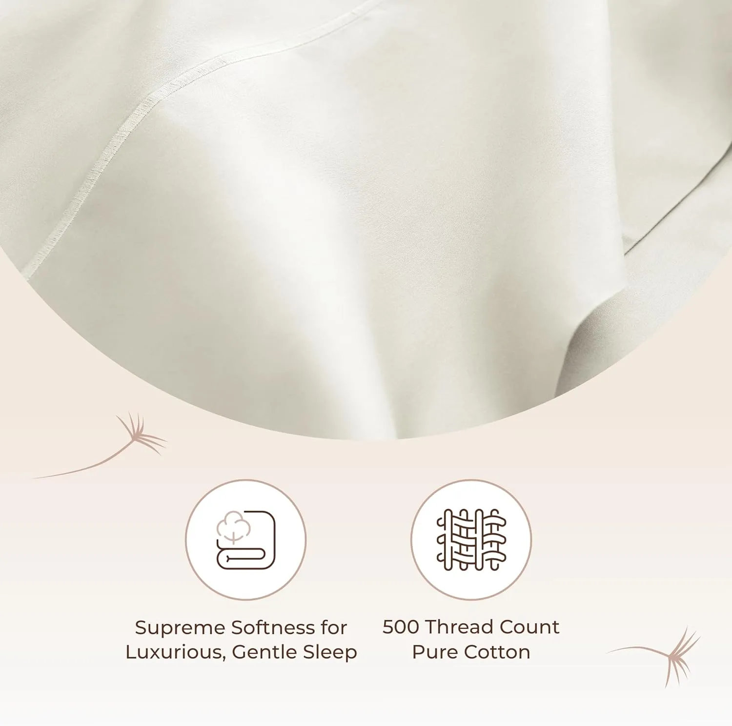 100% Organic Cotton Sheets Queen Size - GOTS Certified Organic Bed Sheets with Deep Pocket 500 Thread Count and Cozy Sateen Weave Gets Softer with Each Wash - Luxury 4 Piece Set (Natural, Queen)