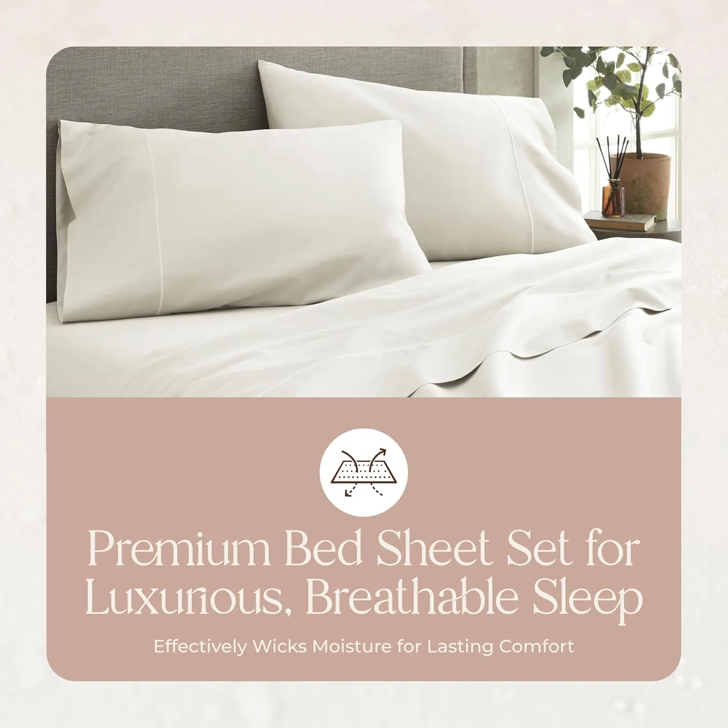 100% Organic Cotton Sheets Queen Size - GOTS Certified Organic Bed Sheets with Deep Pocket 500 Thread Count and Cozy Sateen Weave Gets Softer with Each Wash - Luxury 4 Piece Set (Natural, Queen)