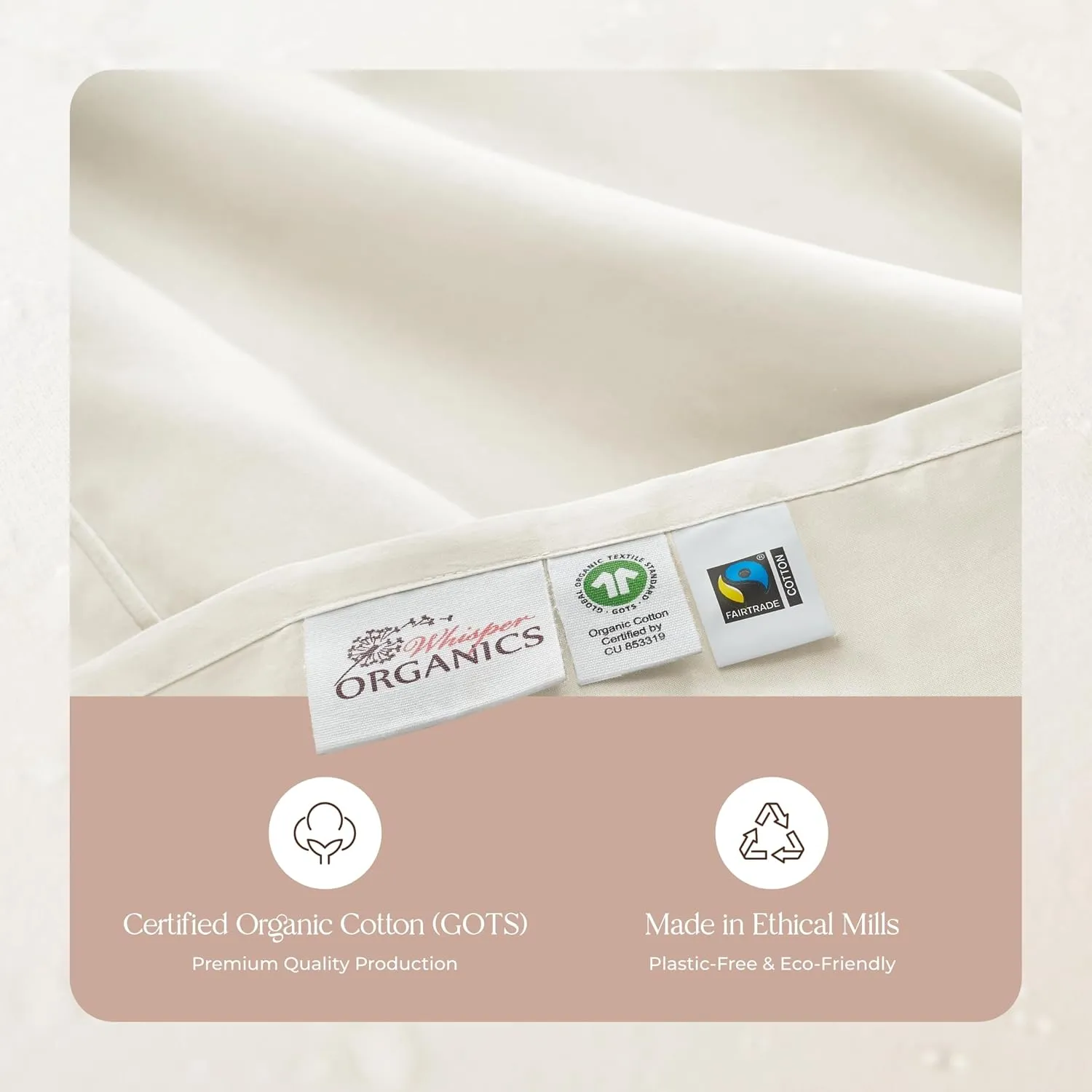 100% Organic Cotton Sheets Queen Size - GOTS Certified Organic Bed Sheets with Deep Pocket 500 Thread Count and Cozy Sateen Weave Gets Softer with Each Wash - Luxury 4 Piece Set (Natural, Queen)