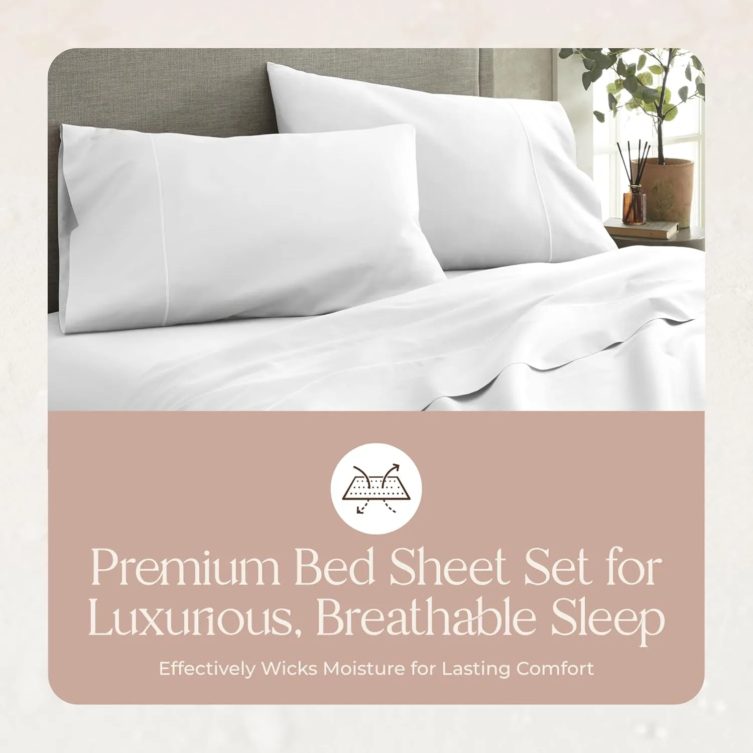 100% Organic Cotton Sheets Queen Size - GOTS Certified Organic Bed Sheets with Deep Pocket 500 Thread Count and Cozy Sateen Weave Gets Softer with Each Wash - Luxury 4 Piece Set (White, Queen)