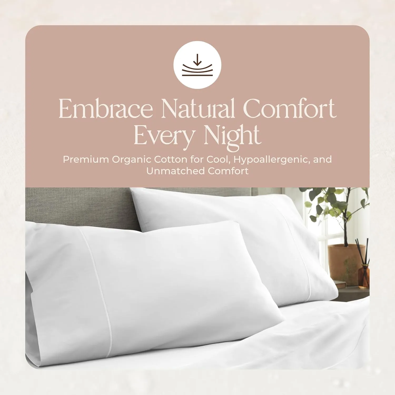 100% Organic Cotton Sheets Queen Size - GOTS Certified Organic Bed Sheets with Deep Pocket 500 Thread Count and Cozy Sateen Weave Gets Softer with Each Wash - Luxury 4 Piece Set (White, Queen)