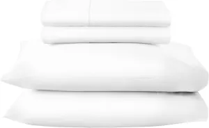 100% Organic Cotton Sheets Queen Size - GOTS Certified Organic Bed Sheets with Deep Pocket 500 Thread Count and Cozy Sateen Weave Gets Softer with Each Wash - Luxury 4 Piece Set (White, Queen)