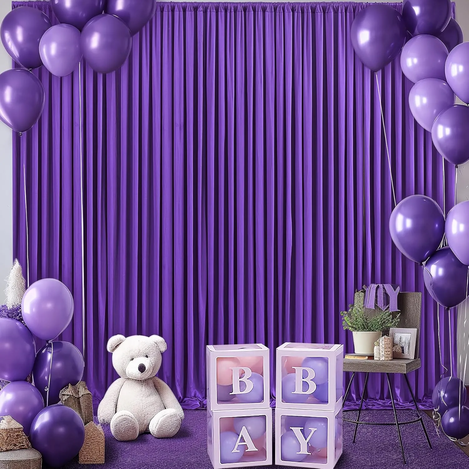 10ft x 10ft Purple Backdrop Curtain for Parties Purple Wrinkle Free Backdrop Drapes Panels for Wedding Mermaid Birthday Party Baby Shower Photo Photography Polyester Fabric Background Decoration