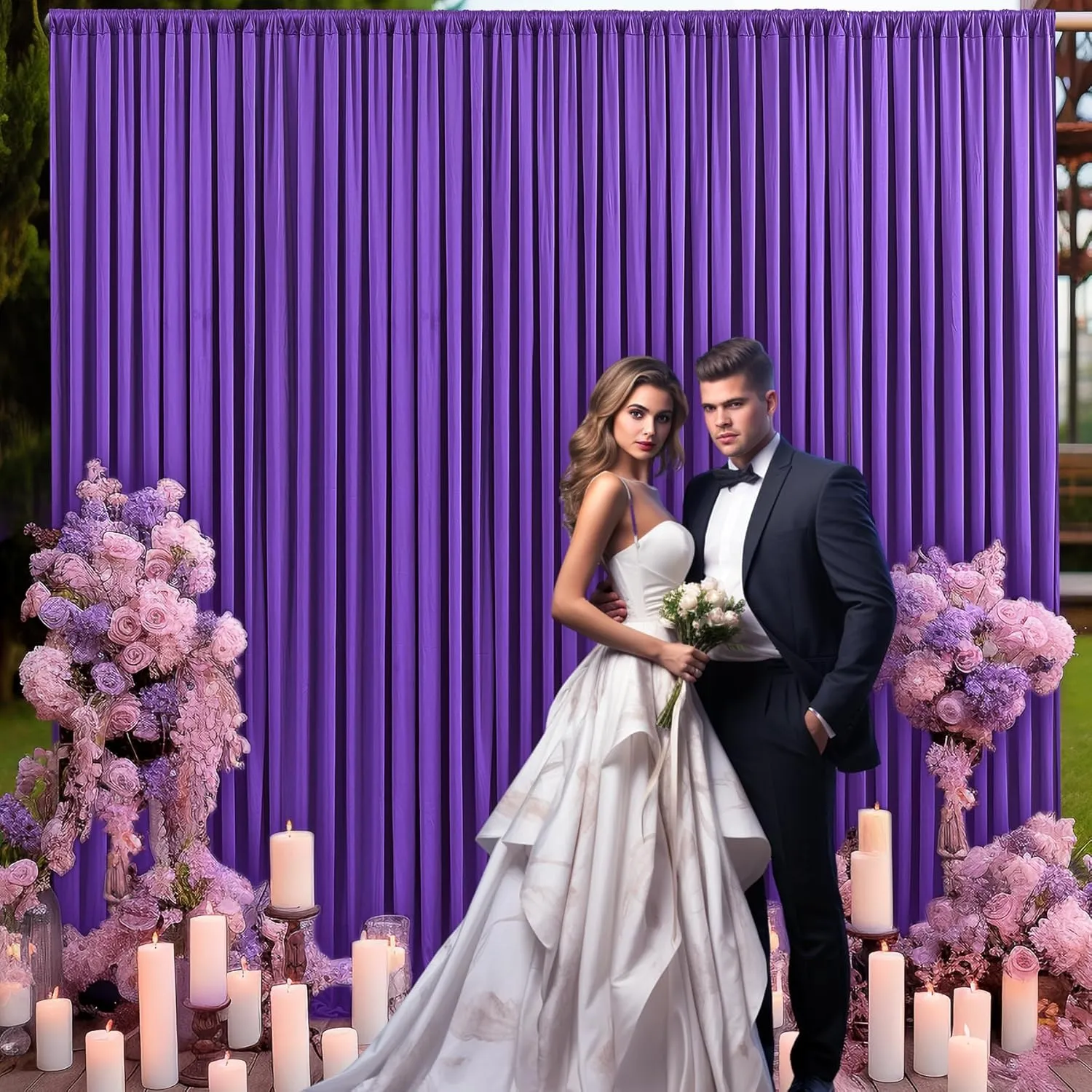 10ft x 10ft Purple Backdrop Curtain for Parties Purple Wrinkle Free Backdrop Drapes Panels for Wedding Mermaid Birthday Party Baby Shower Photo Photography Polyester Fabric Background Decoration