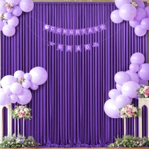 10ft x 10ft Purple Backdrop Curtain for Parties Purple Wrinkle Free Backdrop Drapes Panels for Wedding Mermaid Birthday Party Baby Shower Photo Photography Polyester Fabric Background Decoration