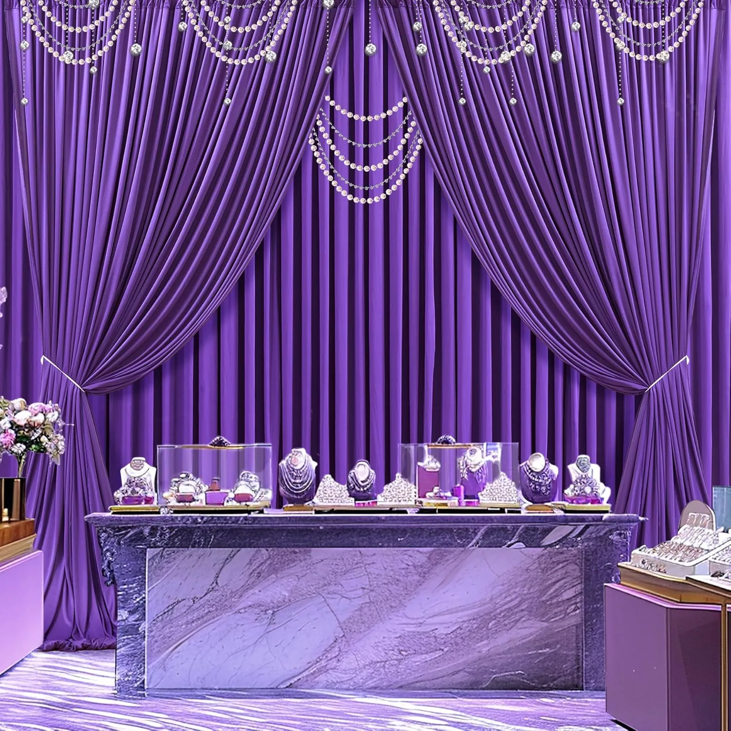 10ft x 10ft Purple Backdrop Curtain for Parties Purple Wrinkle Free Backdrop Drapes Panels for Wedding Mermaid Birthday Party Baby Shower Photo Photography Polyester Fabric Background Decoration