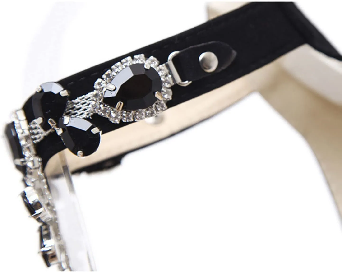 11CM/4.33IN Women's Fashion Classic Rhinestones Chain Ankle Strap Heels Peep Toe High Heels One Word Belt Sandals Court Shoes Pole Dancer Stripper Party Dress Evening