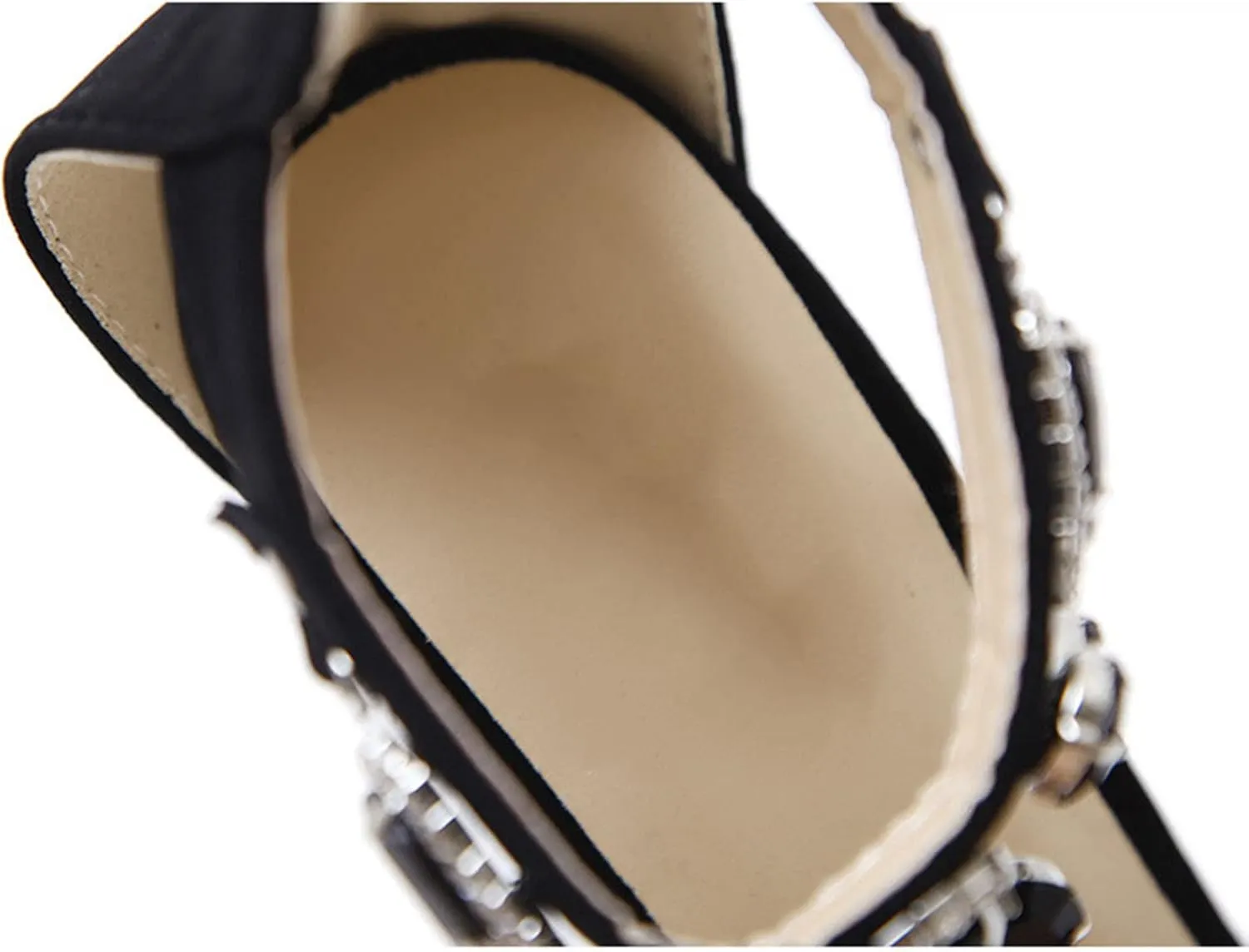 11CM/4.33IN Women's Fashion Classic Rhinestones Chain Ankle Strap Heels Peep Toe High Heels One Word Belt Sandals Court Shoes Pole Dancer Stripper Party Dress Evening