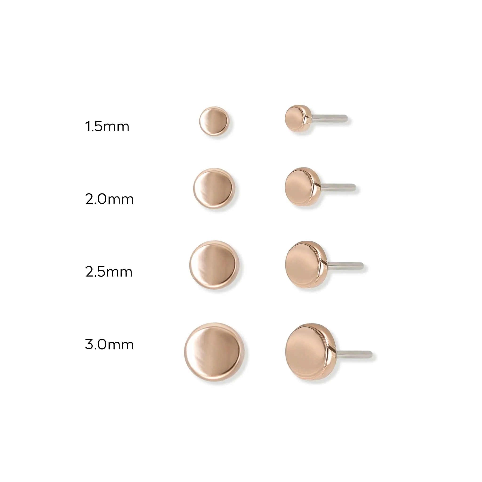 14K Rose Gold Gold Flat Disc Threadless Ends