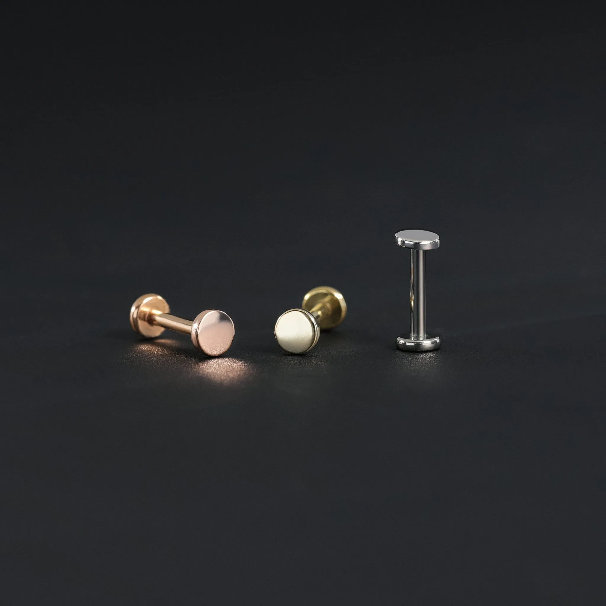 14K Rose Gold Gold Flat Disc Threadless Ends