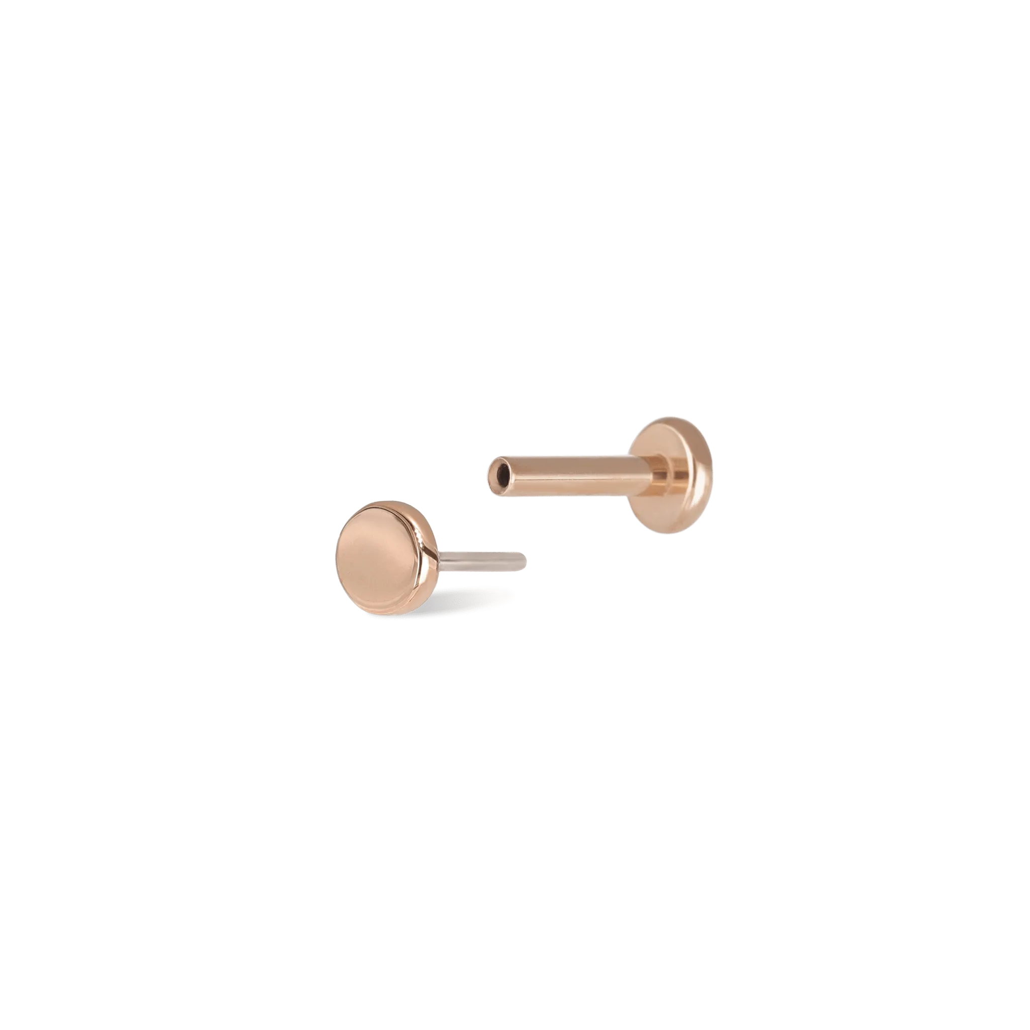 14K Rose Gold Gold Flat Disc Threadless Ends