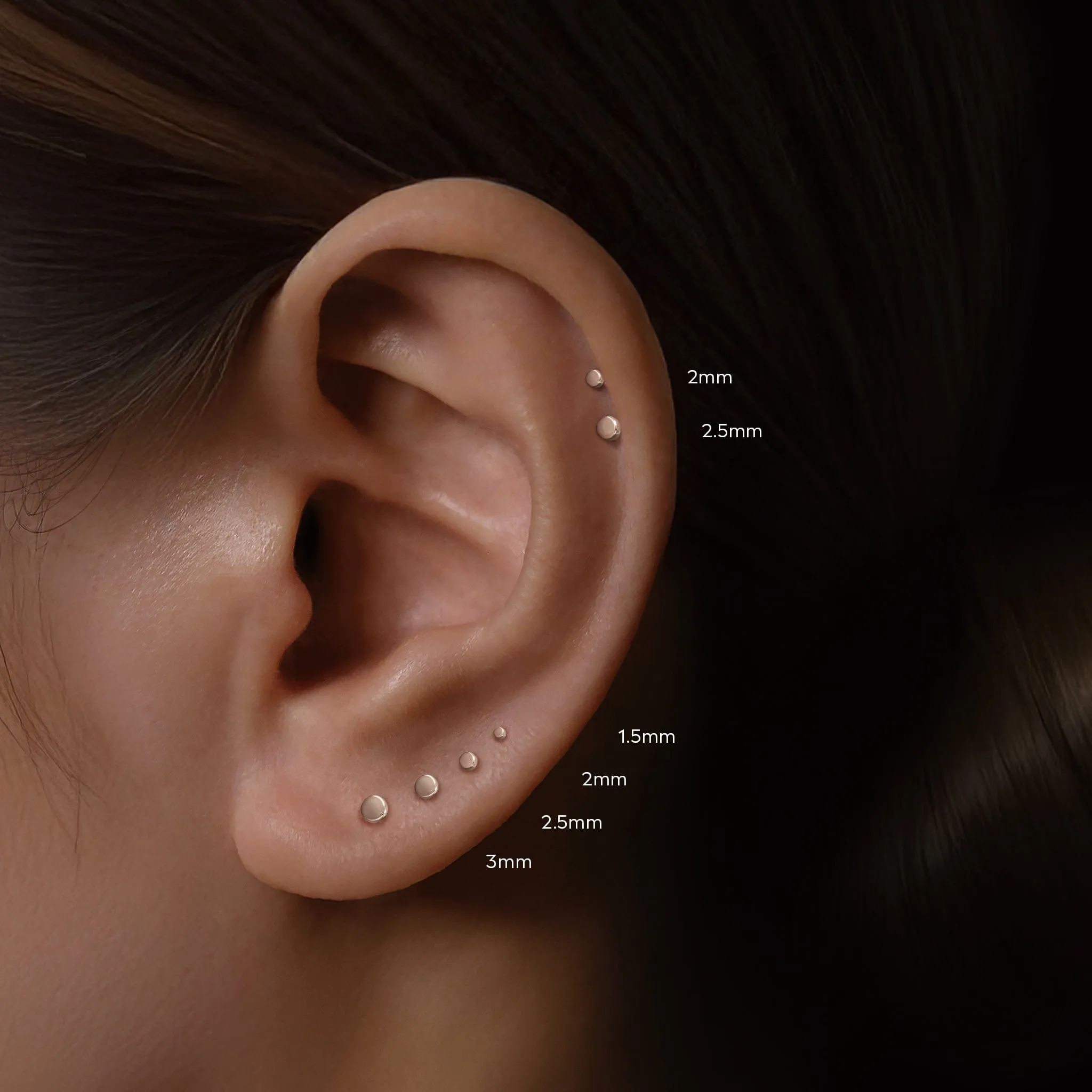 14K Rose Gold Gold Flat Disc Threadless Ends
