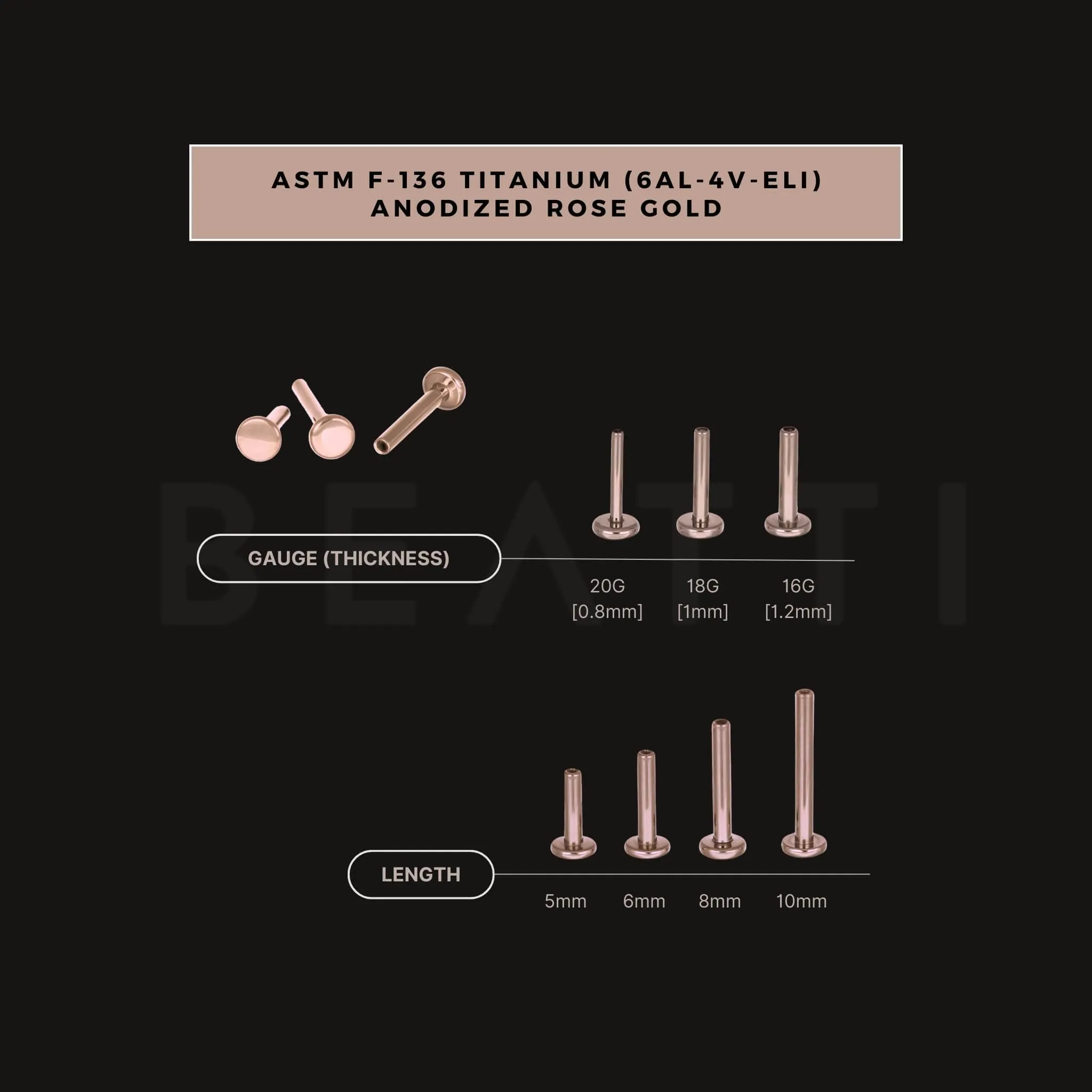 14K Rose Gold Gold Flat Disc Threadless Ends