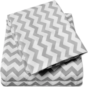 1500 Supreme Collection Bed Sheets - Luxury Bed Sheet Set with Deep Pocket Wrinkle Free Hypoallergenic Bedding - 4 Piece Sheets - Chevron Print- King, Gray