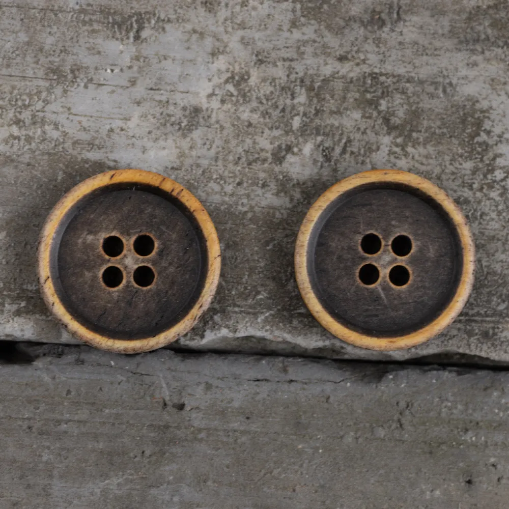 15/18/20mm Round 4 Hole Vintage Aged Brown Cow Bone Buttons for Denim Jackets 10PCS