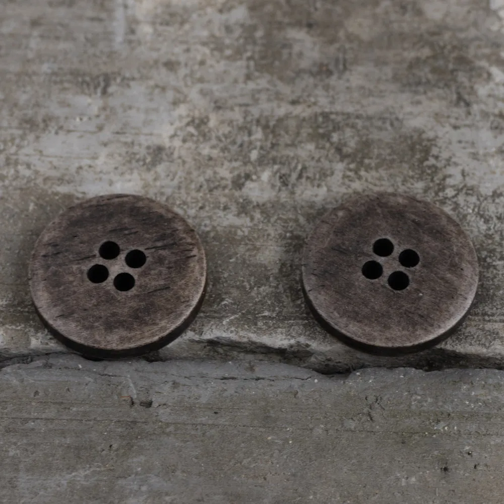 15/18/20mm Round 4 Hole Vintage Aged Brown Cow Bone Buttons for Denim Jackets 10PCS