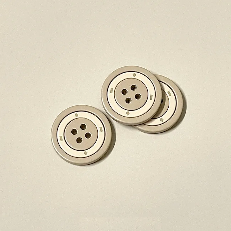 17.5/25mm Round Four-Hole Metal Buttons Black,White Khaki for Coats 50pcs