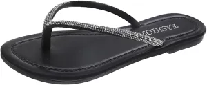 2025 Flip Flops Thong Sandals Women's Rhinestone Slippers Stylish Beach Resort Flat Sandal Slides Fashion Footwear