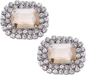 2Pcs Silver/Black/Champagne Tone Rhinestone Crystal Removable Wedding Bridal Shoe Clips Shoe Buckle Shoe Accessories (Champagne)