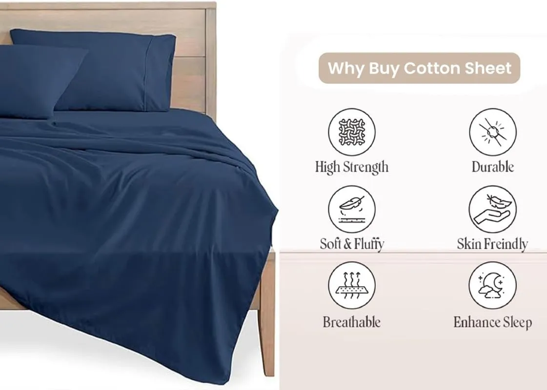 600 TC PercaleCotton Sheets for Full XL Size Bed - Percale Cotton Sheets Full XL Size Sheets Full XL Size Deep Pocket Cotton Bed Sheets Full XL Sheets Full XL Size Cotton Bedsheet Set Full XL Size