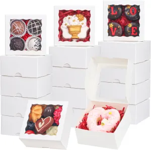 90 Pack White Bakery Boxes 4x4x2 Inches Cookies Boxes Mini Bundt Cake Boxes Pie Boxes Cinnamon Roll Treat Boxes Chocolate Truffle Boxes Party Wedding Favor