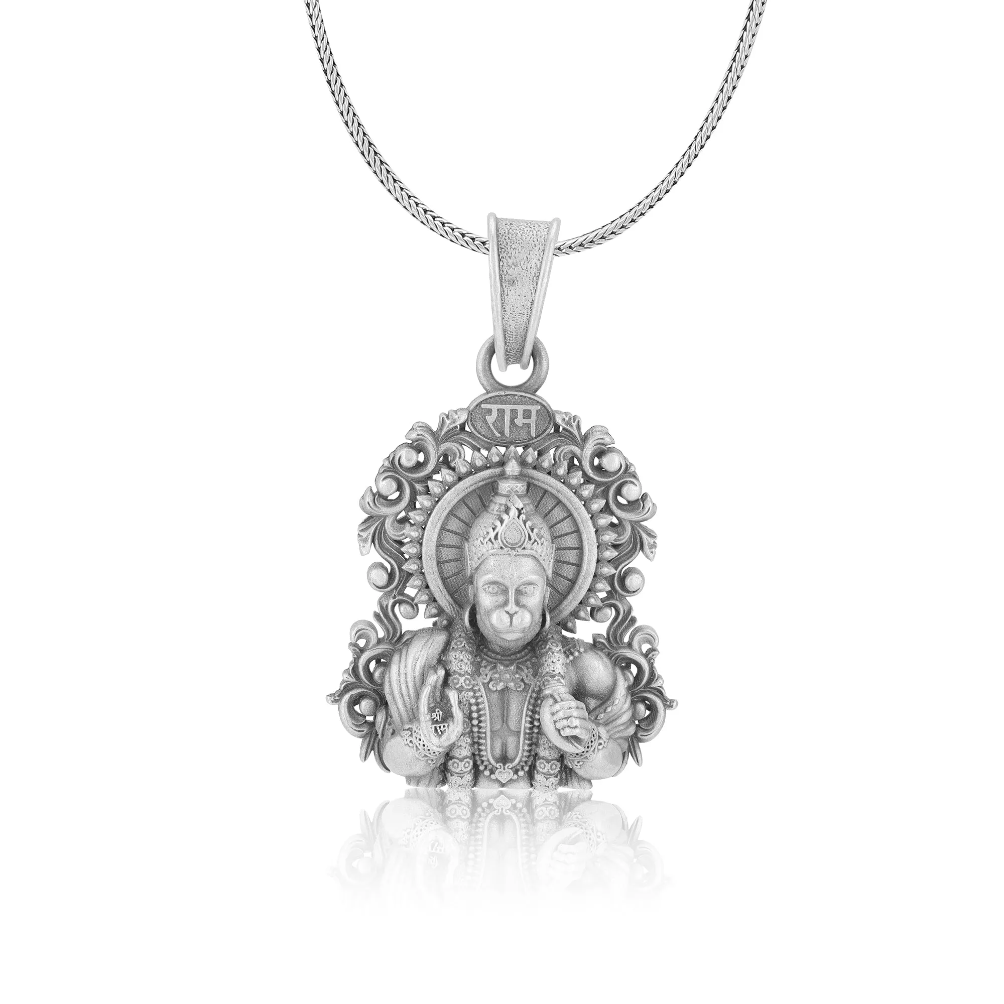 925 Sterling Silver Lord Hanuman Blessing Oxidised Pendants for Men & Women