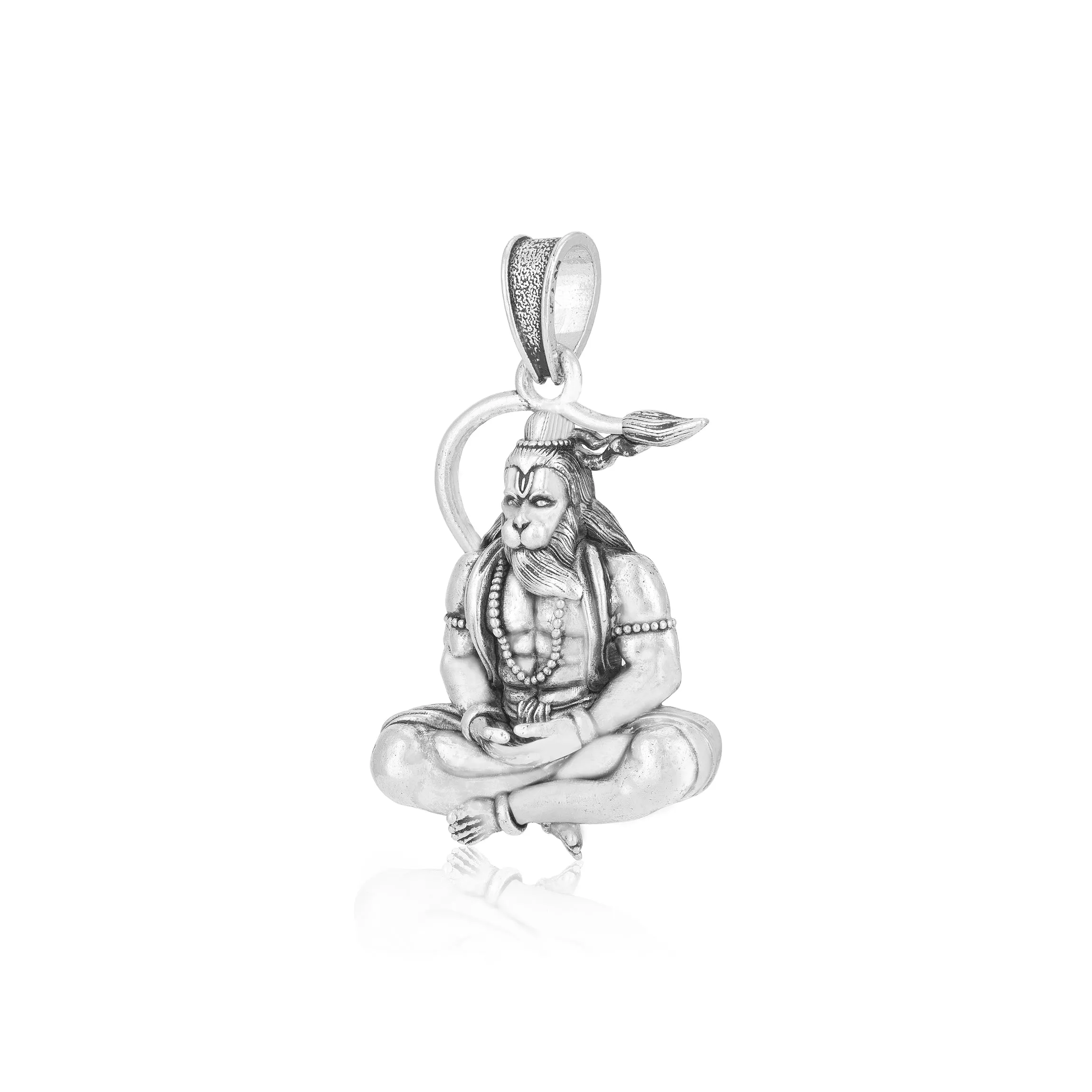 925 Sterling Silver Meditation Lord Hanuman Oxidised Pendants for Men & Women