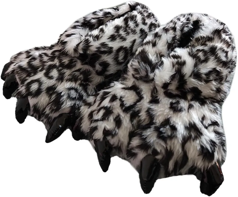 Adult Unisex Leopard Claw Slippers - Comfortable Warm Animal Slippers