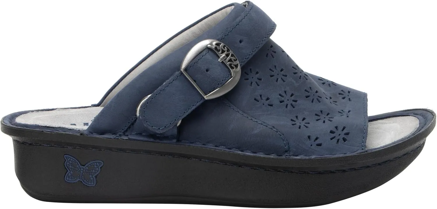Alegria Womens Klover - Leather Adjustable Slide - Timeless Comfort, Arch Support and Stylish Women's Shoe for Easy Step In - Slip-Resistant - Nursing and Healthcare Professionals