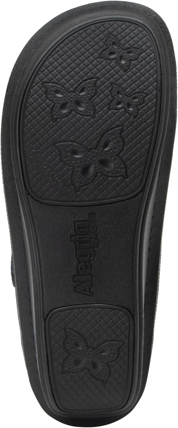 Alegria Womens Klover - Leather Adjustable Slide - Timeless Comfort, Arch Support and Stylish Women's Shoe for Easy Step In - Slip-Resistant - Nursing and Healthcare Professionals
