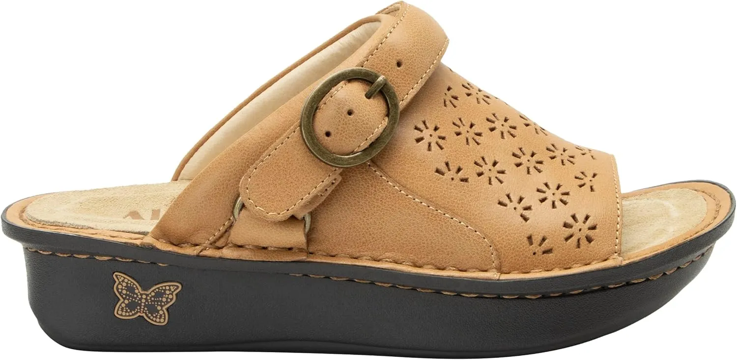 Alegria Womens Klover - Leather Adjustable Slide - Timeless Comfort, Arch Support and Stylish Women's Shoe for Easy Step In - Slip-Resistant - Nursing and Healthcare Professionals