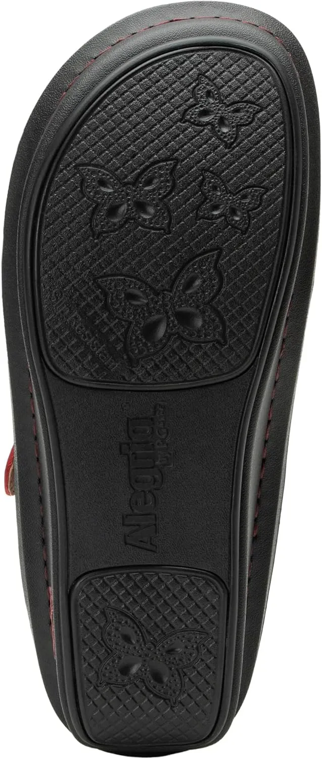 Alegria Womens Klover - Leather Adjustable Slide - Timeless Comfort, Arch Support and Stylish Women's Shoe for Easy Step In - Slip-Resistant - Nursing and Healthcare Professionals