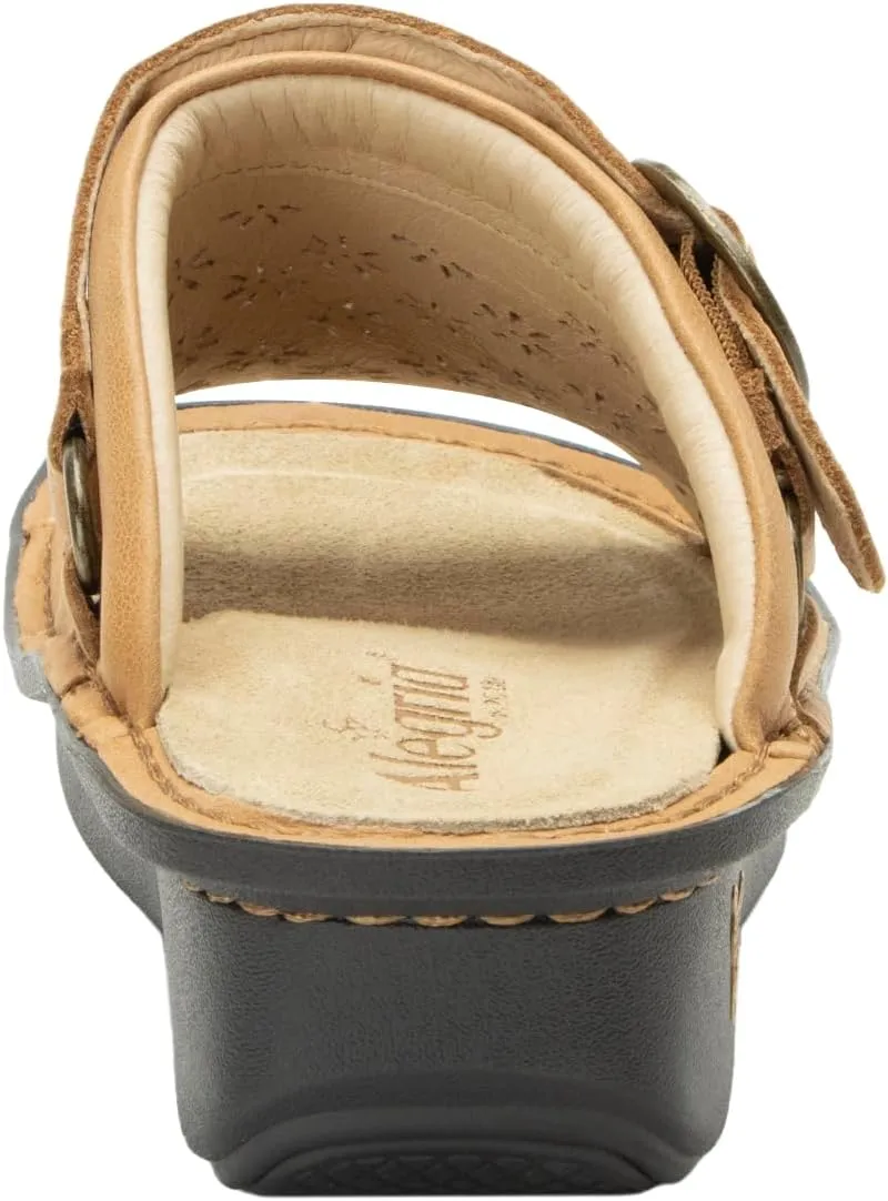 Alegria Womens Klover - Leather Adjustable Slide - Timeless Comfort, Arch Support and Stylish Women's Shoe for Easy Step In - Slip-Resistant - Nursing and Healthcare Professionals