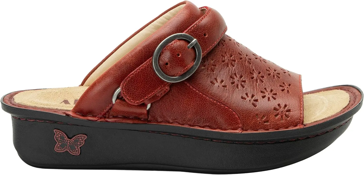 Alegria Womens Klover - Leather Adjustable Slide - Timeless Comfort, Arch Support and Stylish Women's Shoe for Easy Step In - Slip-Resistant - Nursing and Healthcare Professionals