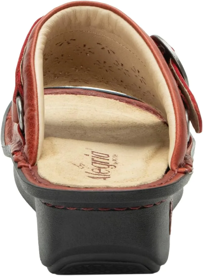 Alegria Womens Klover - Leather Adjustable Slide - Timeless Comfort, Arch Support and Stylish Women's Shoe for Easy Step In - Slip-Resistant - Nursing and Healthcare Professionals