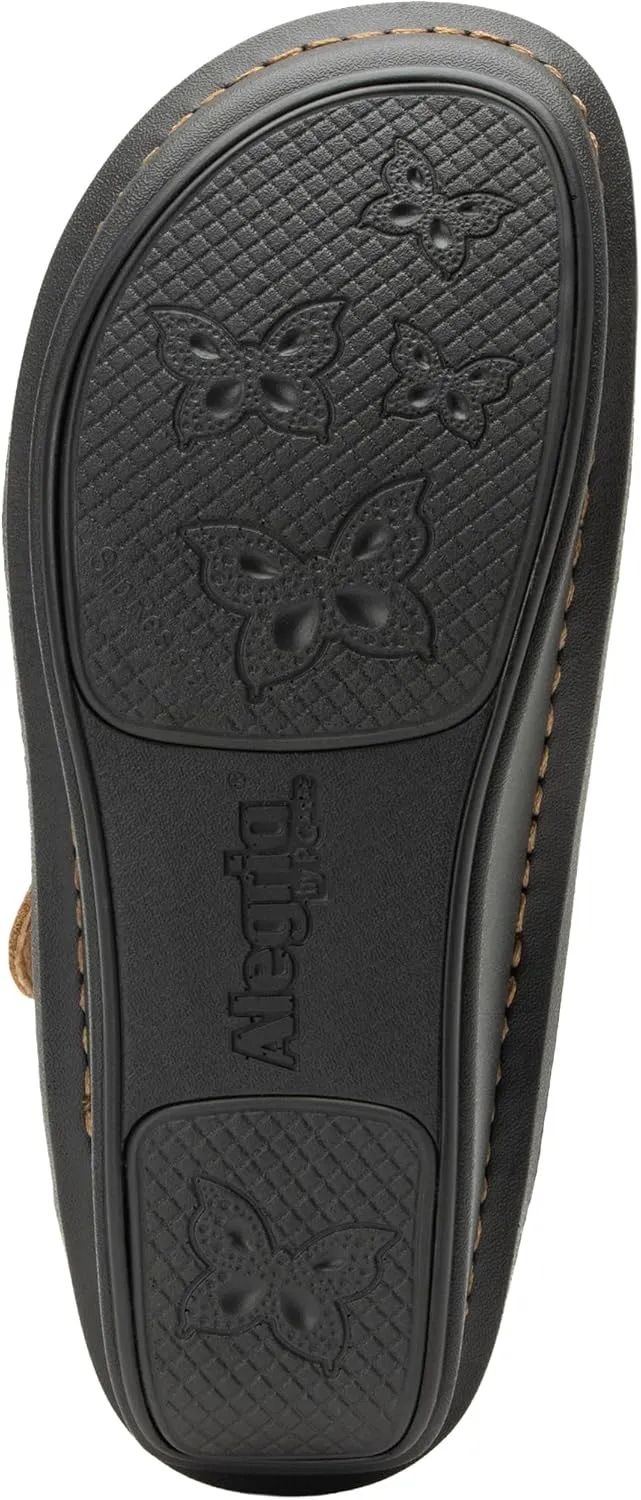 Alegria Womens Klover - Leather Adjustable Slide - Timeless Comfort, Arch Support and Stylish Women's Shoe for Easy Step In - Slip-Resistant - Nursing and Healthcare Professionals