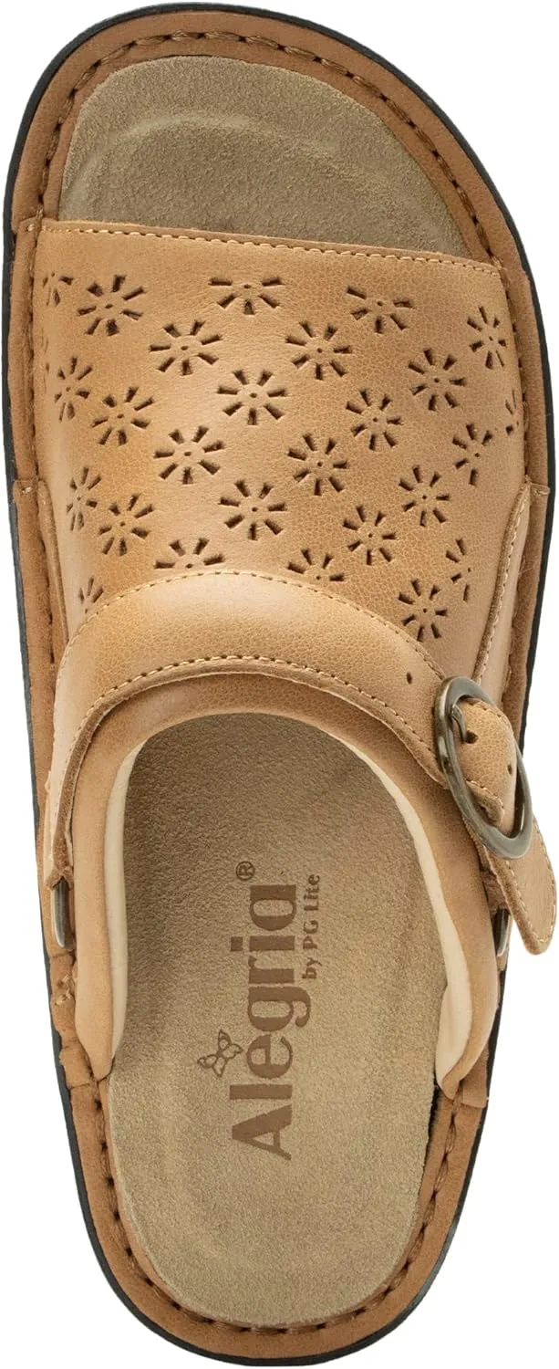 Alegria Womens Klover - Leather Adjustable Slide - Timeless Comfort, Arch Support and Stylish Women's Shoe for Easy Step In - Slip-Resistant - Nursing and Healthcare Professionals
