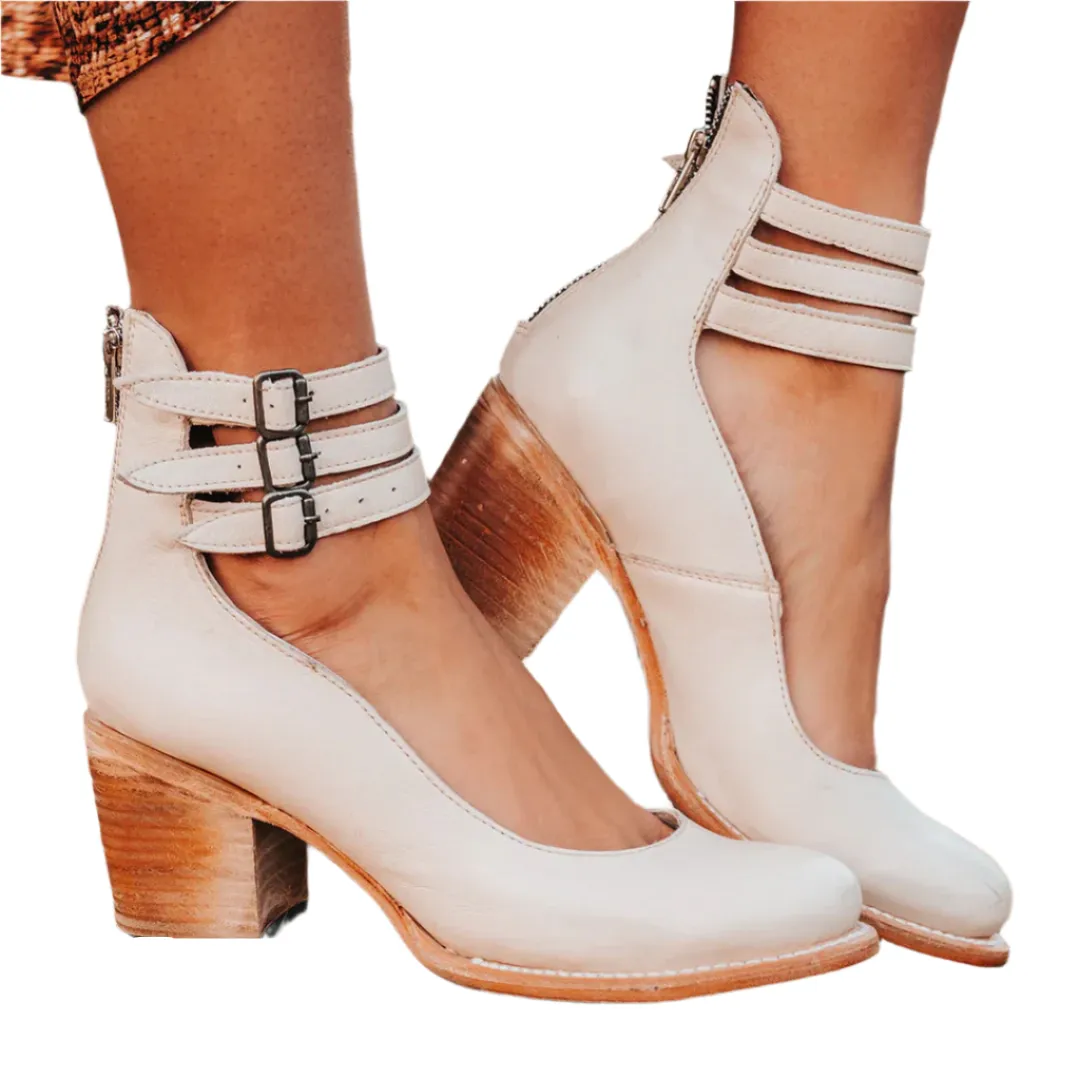 Alliah - Stylish Stilettos with Square Heel and Ankle Straps