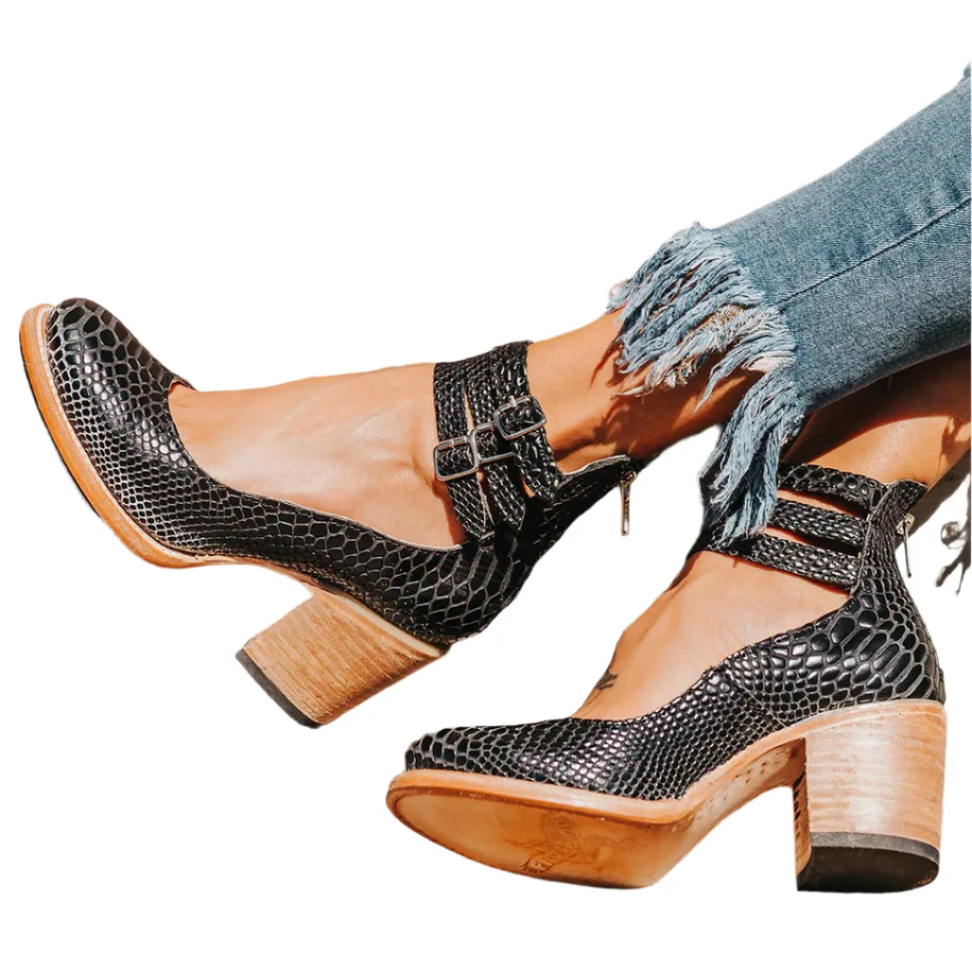 Alliah - Stylish Stilettos with Square Heel and Ankle Straps