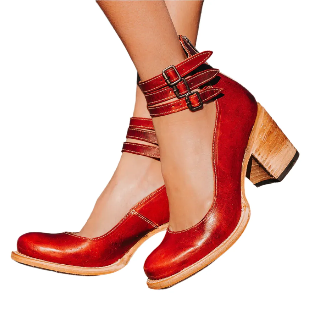 Alliah - Stylish Stilettos with Square Heel and Ankle Straps