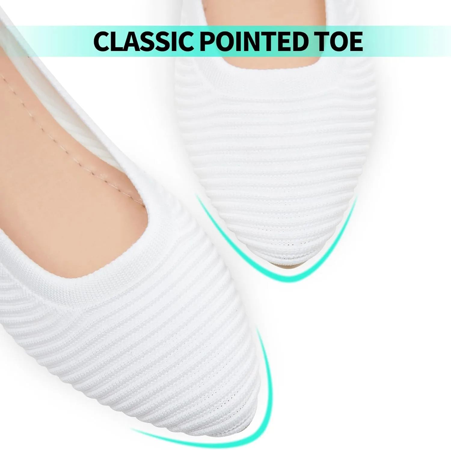 ALTOCIS Womens Knit Ballet Flats Ladies Comfortable Pointed-Toe Dressy Shoes Casual Soft Flat Shoes Ballerina Walking Flats Shoes