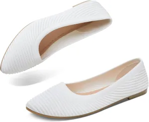 ALTOCIS Womens Knit Ballet Flats Ladies Comfortable Pointed-Toe Dressy Shoes Casual Soft Flat Shoes Ballerina Walking Flats Shoes