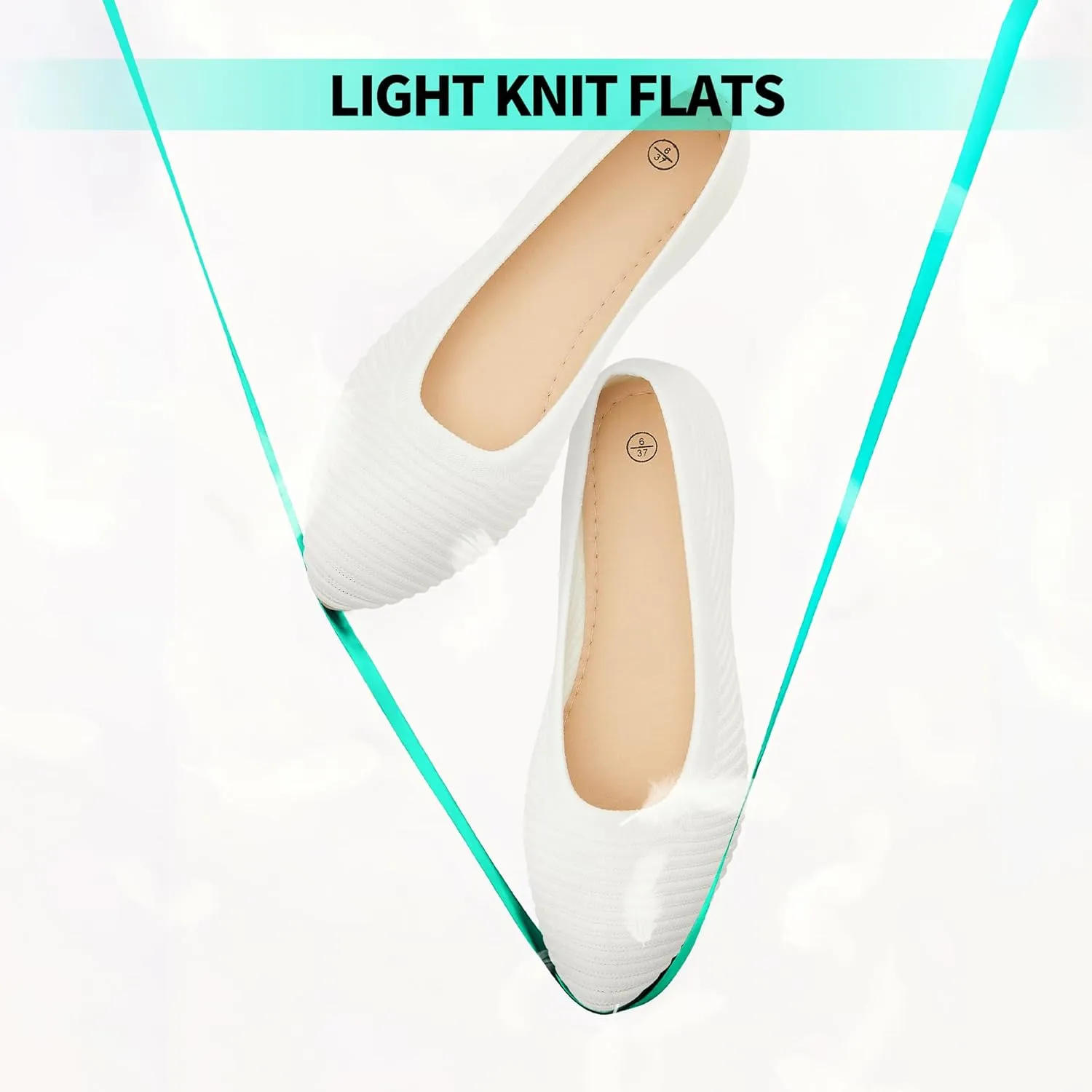 ALTOCIS Womens Knit Ballet Flats Ladies Comfortable Pointed-Toe Dressy Shoes Casual Soft Flat Shoes Ballerina Walking Flats Shoes