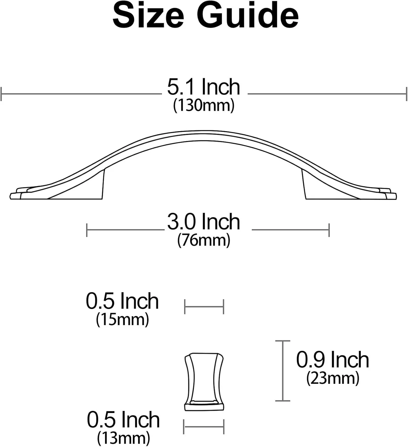 Alzassbg 10 Pack Flat Black Cabinet Pulls, 3 Inch(76mm) Hole Centers Cabinet Handles Arch Kitchen Hardware for Cabinets and Drawer AL3028MB