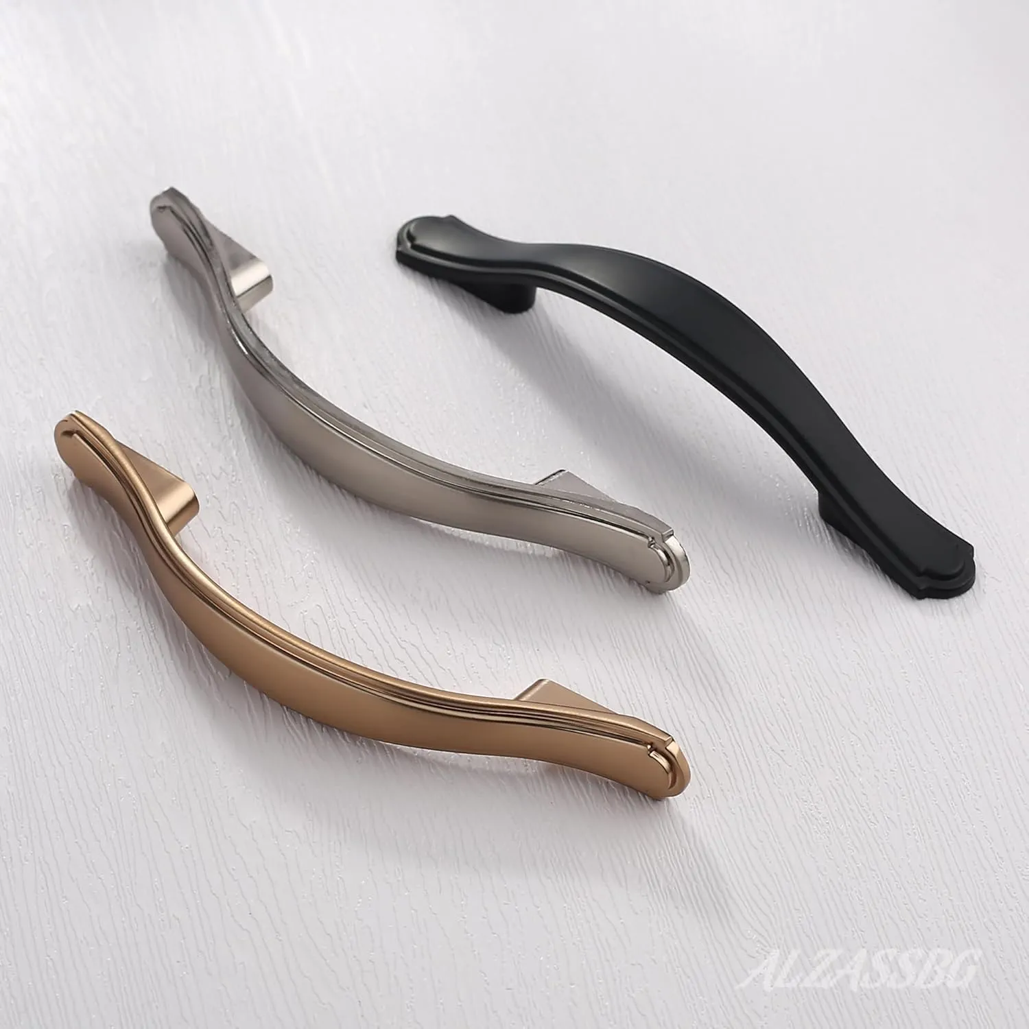 Alzassbg 10 Pack Flat Black Cabinet Pulls, 3 Inch(76mm) Hole Centers Cabinet Handles Arch Kitchen Hardware for Cabinets and Drawer AL3028MB