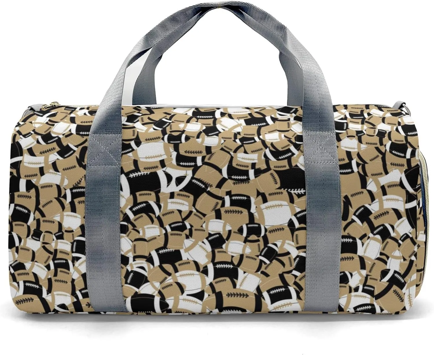 American Football Khaki Brown Waterproof Duffel Bag Gym Dance Sport Perform Training Travel Bag for Teens Adults Women Men