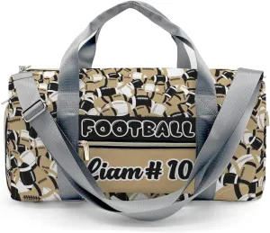 American Football Khaki Brown Waterproof Duffel Bag Gym Dance Sport Perform Training Travel Bag for Teens Adults Women Men