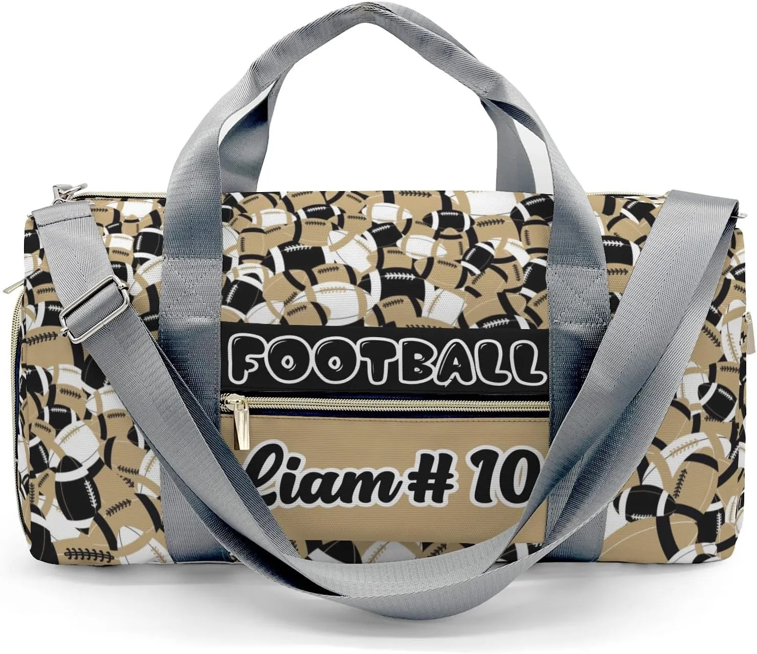 American Football Khaki Brown Waterproof Duffel Bag Gym Dance Sport Perform Training Travel Bag for Teens Adults Women Men