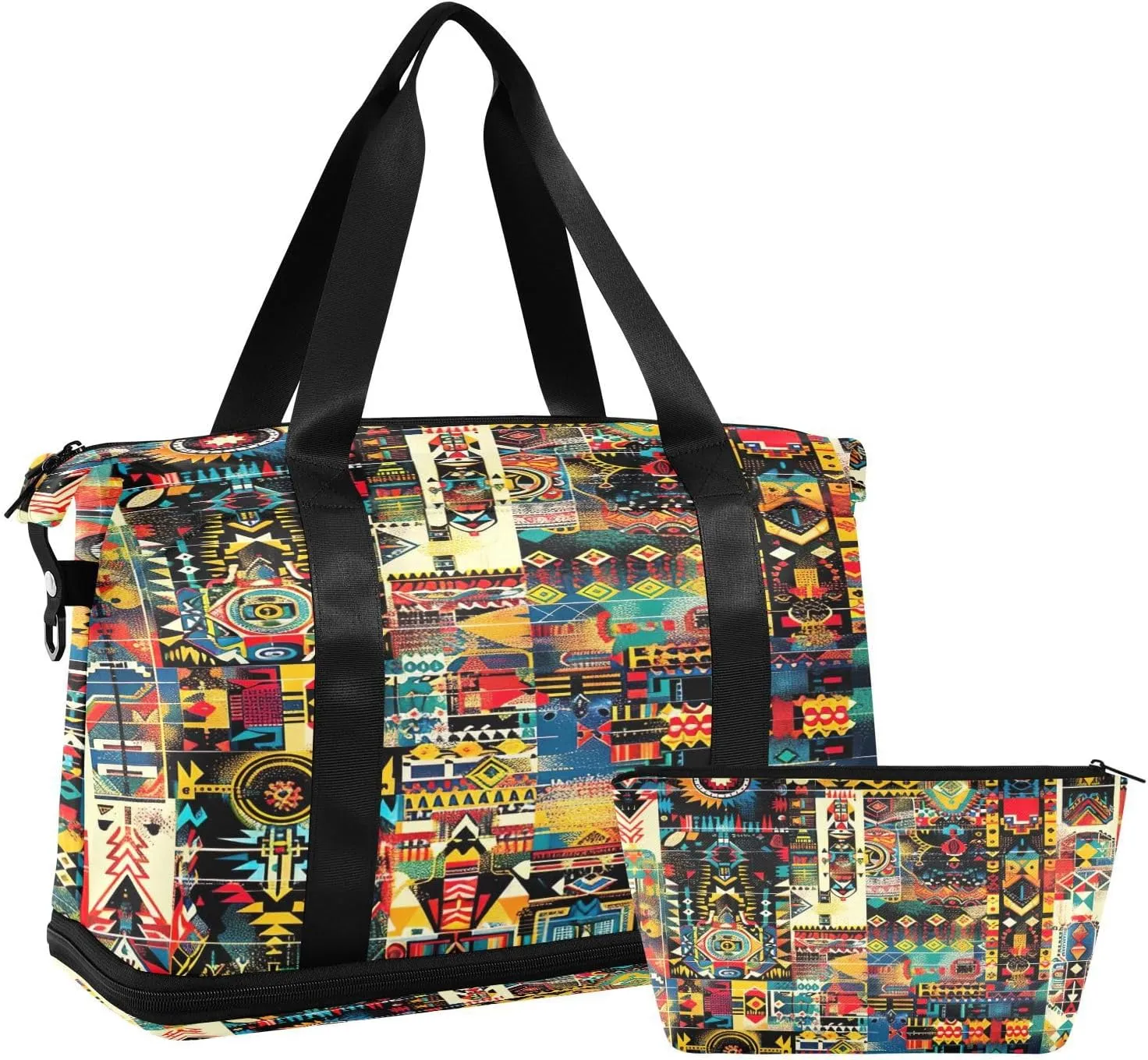 American Textile Texture Duffel Bag Lightweight Carry On Gym Bags for Travel and Weekends, Versatile Overnight Bag with Shoe Compartment