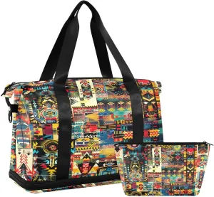 American Textile Texture Duffel Bag Lightweight Carry On Gym Bags for Travel and Weekends, Versatile Overnight Bag with Shoe Compartment